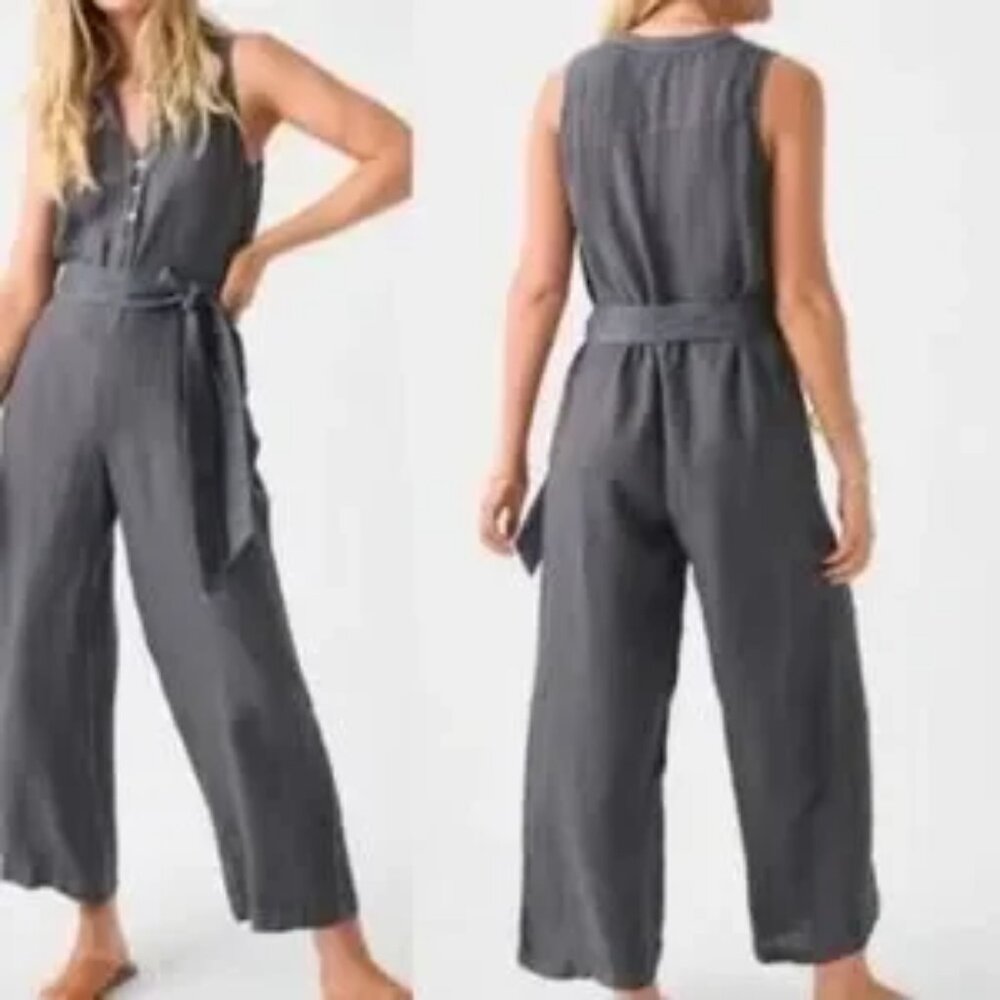 NWT * Faherty * Hermosa Linen Jumpsuit * Washed Black (grey) * Medium